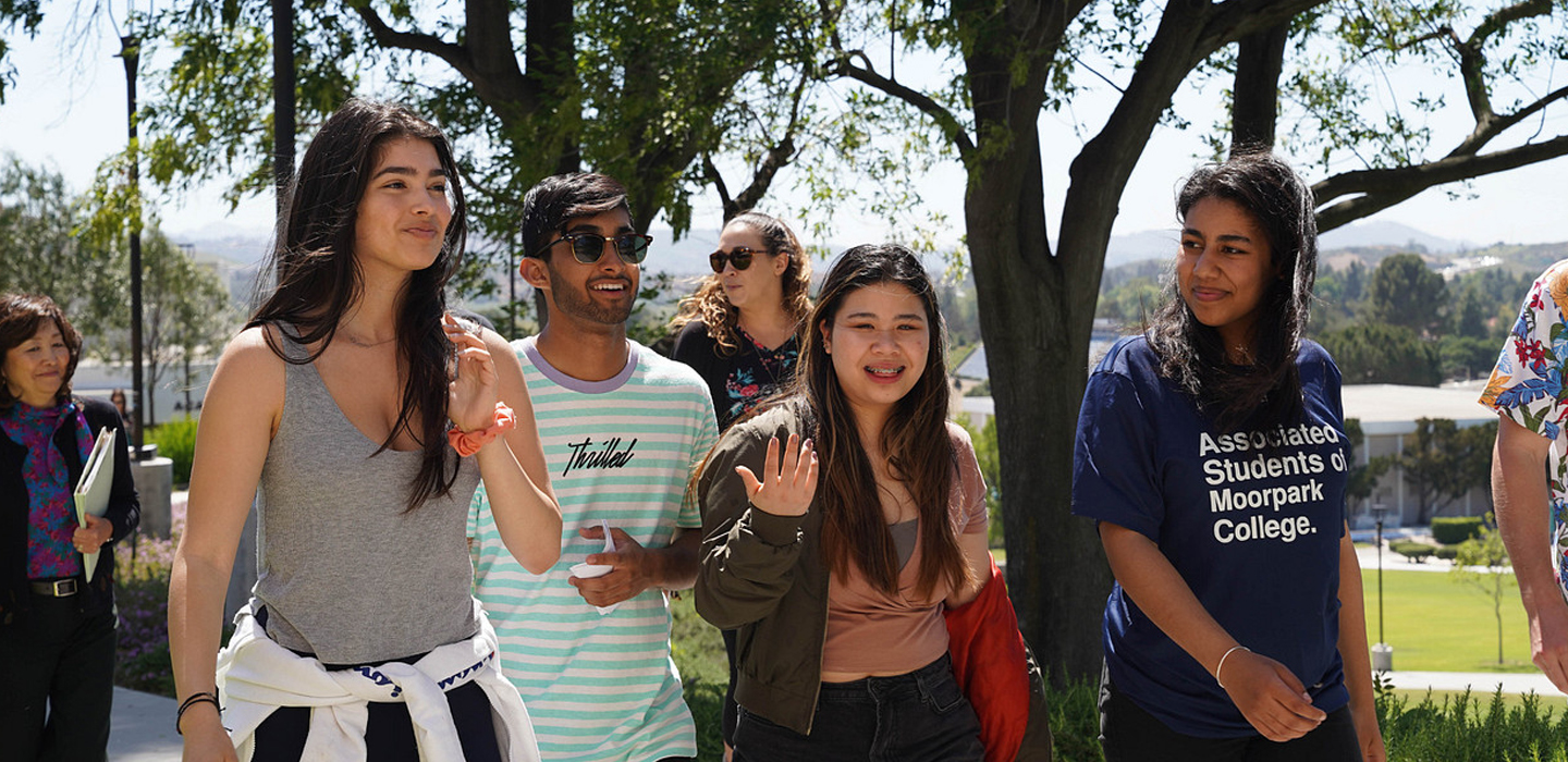 A group of Moorpark College Students on their way to class.